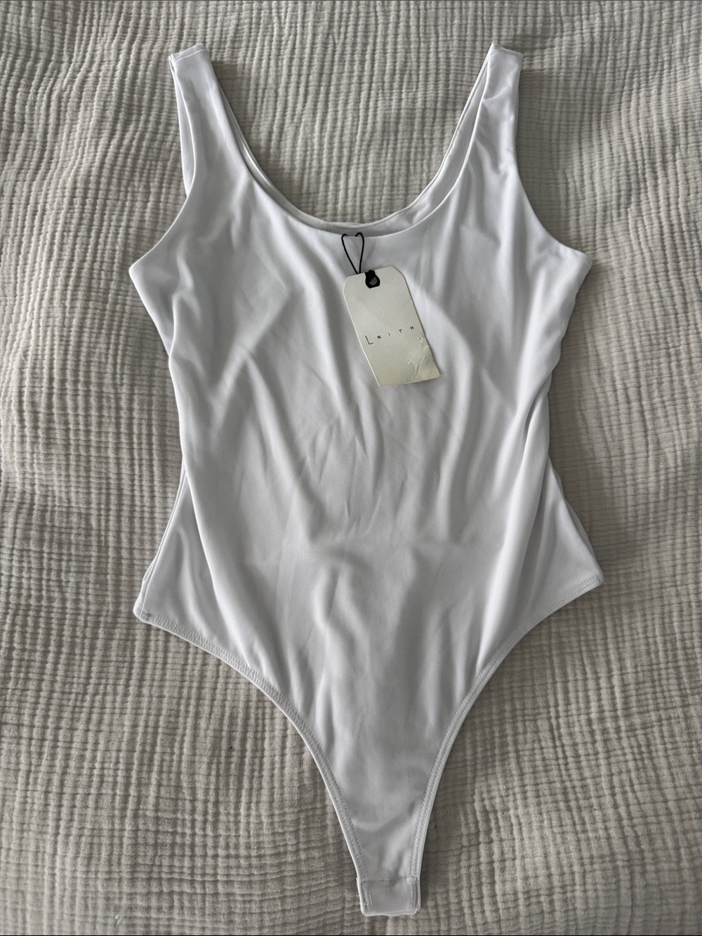 NWT White Leith Scoop Neck One-Piece Bodysuit size s